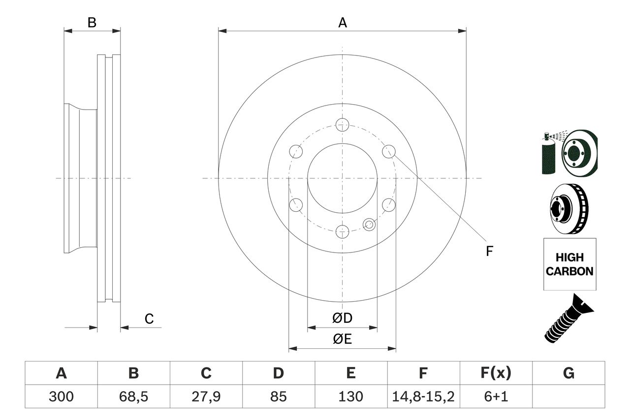 Disco freno - BOSCH - BD1157, E6 90R-02B04025/0073 - 0986479294 - immagine 6